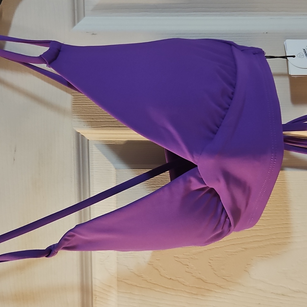 CALIA Double Strap Triangle Bikini Low Support Swim Top: PURPLE PUNCH: NWT: XS
